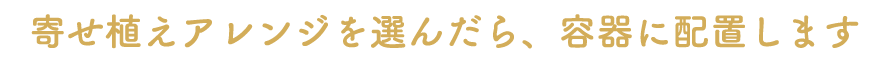 寄せ植えアレンジを選んだら、容器に配置します