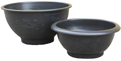 大型浅プラ鉢ハス絵柄LL